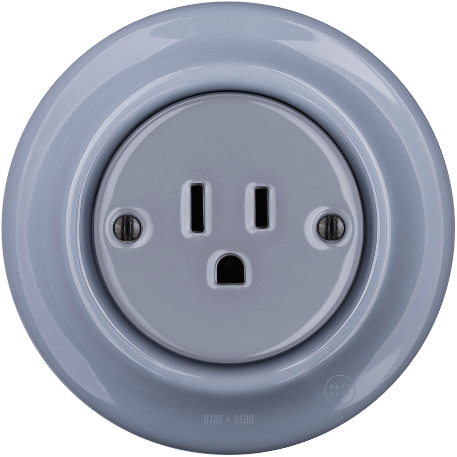 PORCELAIN WALL SOCKET ASH GREY USA 15 AMP - DYKE & DEAN