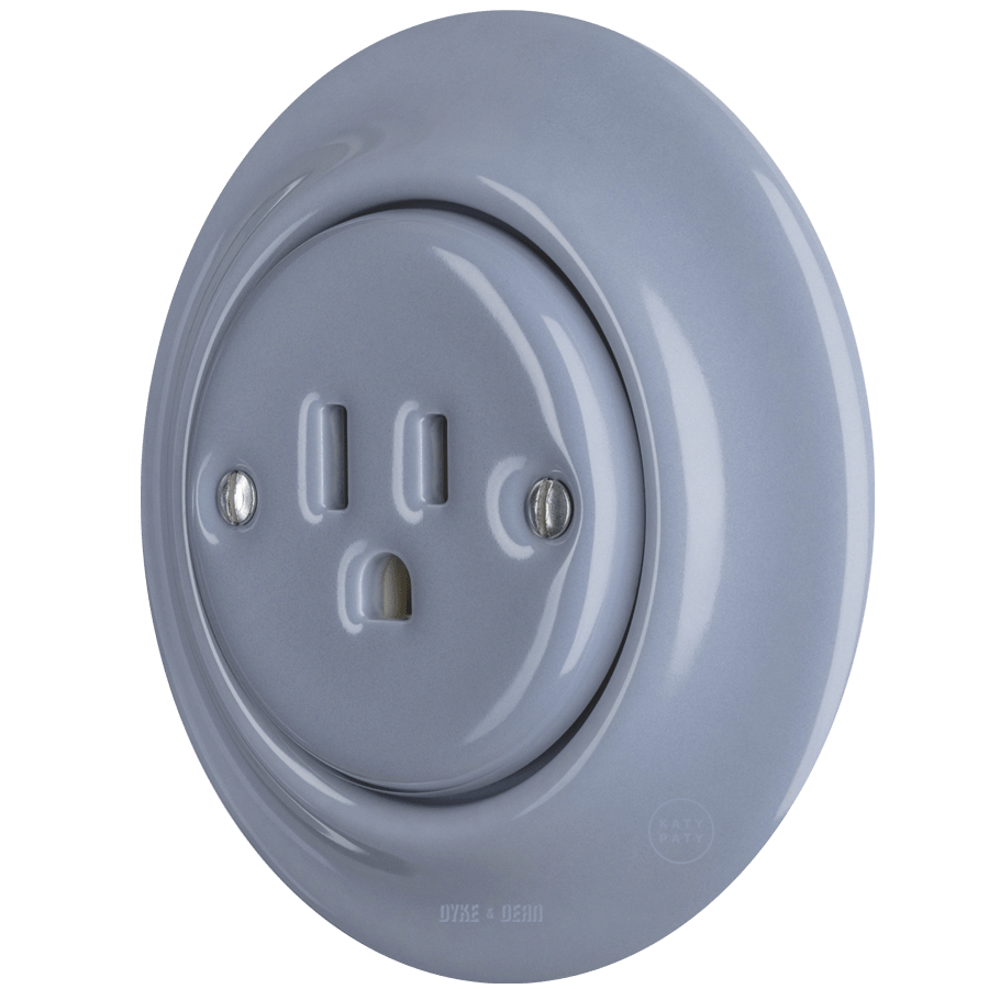 PORCELAIN WALL SOCKET ASH GREY USA 15 AMP - DYKE & DEAN