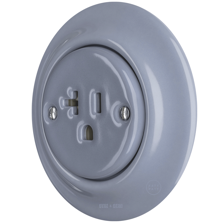 PORCELAIN WALL SOCKET ASH GREY USA 20 AMP - DYKE & DEAN