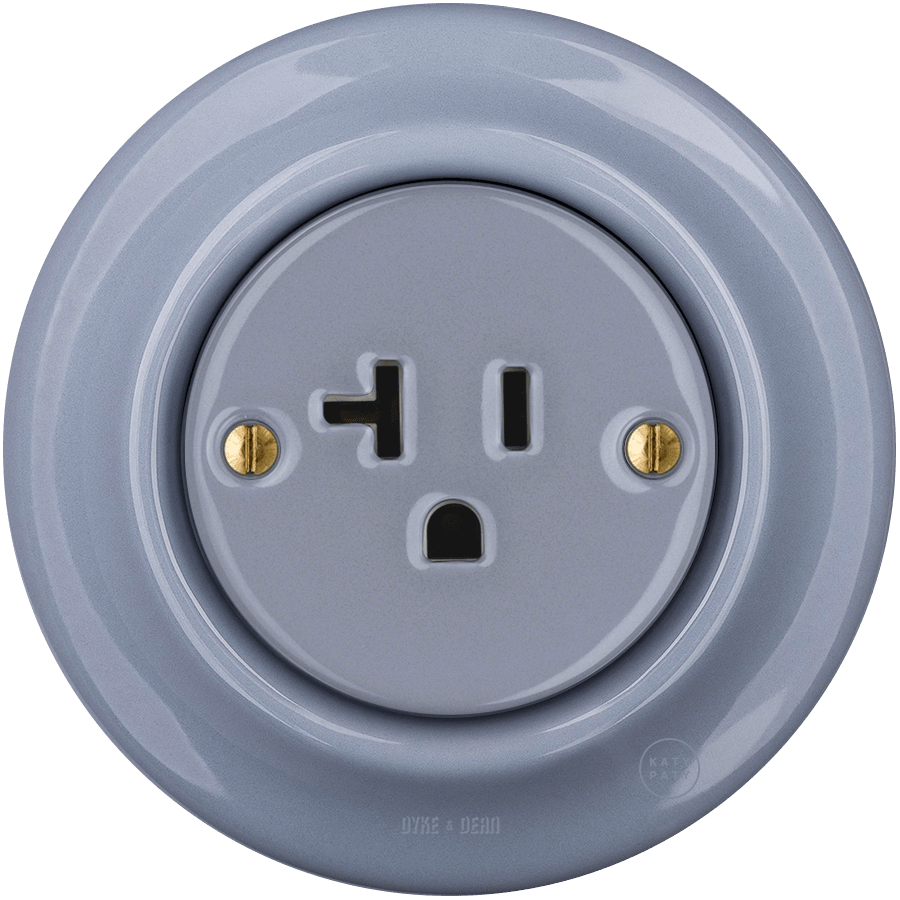 PORCELAIN WALL SOCKET ASH GREY USA 20 AMP - DYKE & DEAN