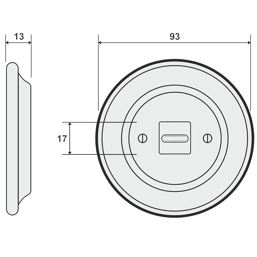 PORCELAIN WALL SOCKET ASH GREY USB-C - DYKE & DEAN