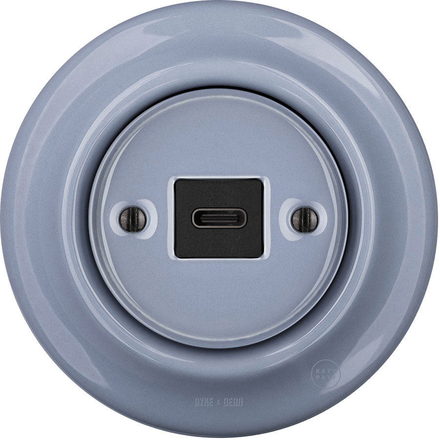 PORCELAIN WALL SOCKET ASH GREY USB-C - DYKE & DEAN