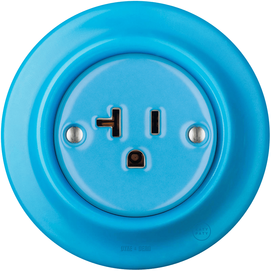 PORCELAIN WALL SOCKET AZURE USA 20 AMP - DYKE & DEAN