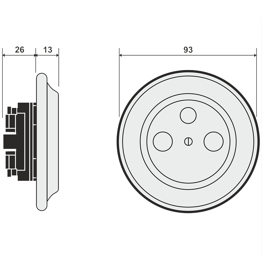 PORCELAIN WALL SOCKET BLACK TV ANTENNA - DYKE & DEAN