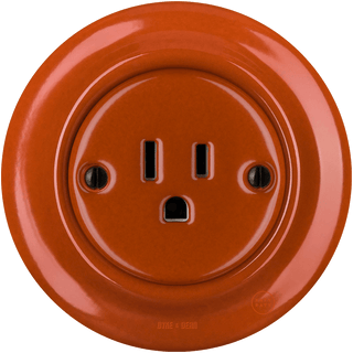 PORCELAIN WALL SOCKET BRICK RED USA 15 AMP - DYKE & DEAN