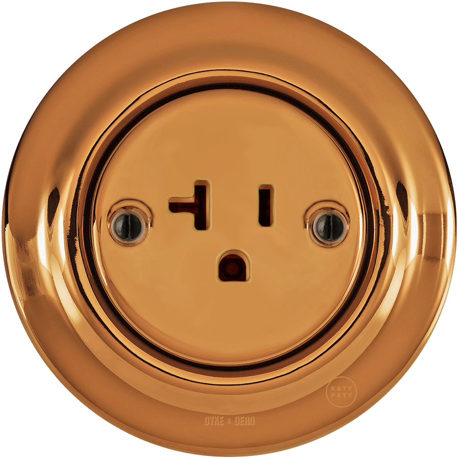 PORCELAIN WALL SOCKET BRONZE USA 20 AMP - DYKE & DEAN