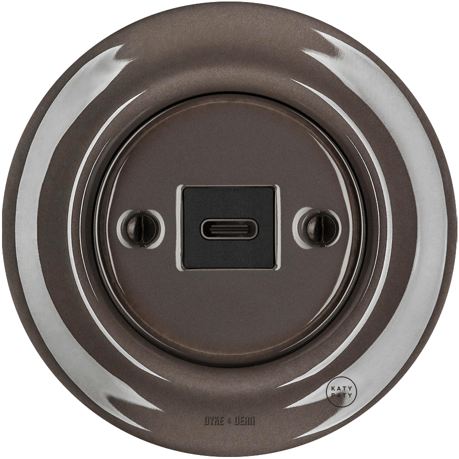 PORCELAIN WALL SOCKET BROWN USB-C - DYKE & DEAN