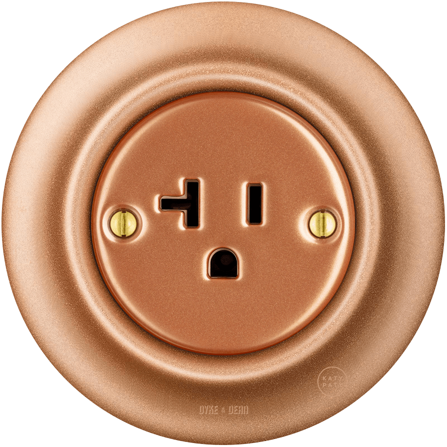 PORCELAIN WALL SOCKET COPPER USA 20 AMP - DYKE & DEAN