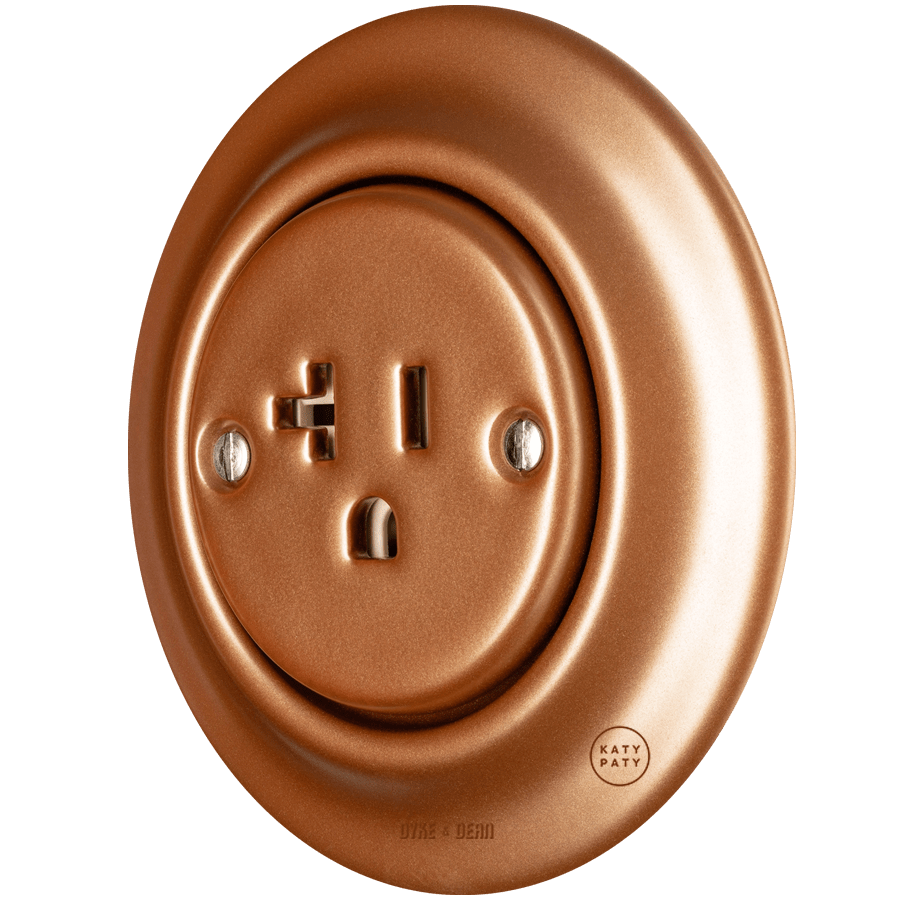 PORCELAIN WALL SOCKET COPPER USA 20 AMP - DYKE & DEAN