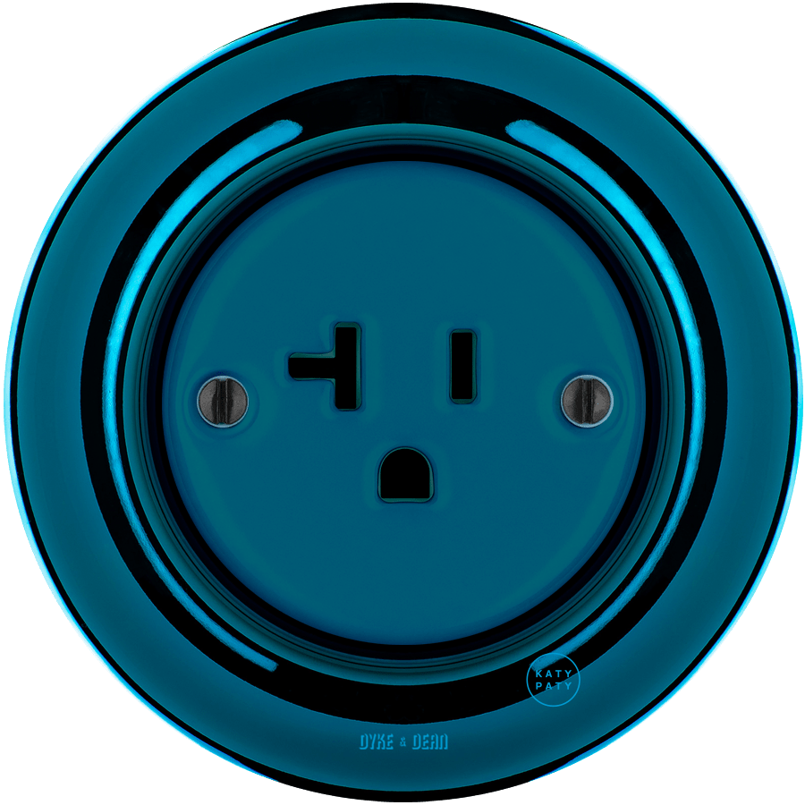 PORCELAIN WALL SOCKET DARK BLUE USA 20 AMP - DYKE & DEAN