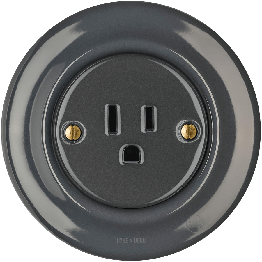 PORCELAIN WALL SOCKET DARK GREY USA 15 AMP - DYKE & DEAN