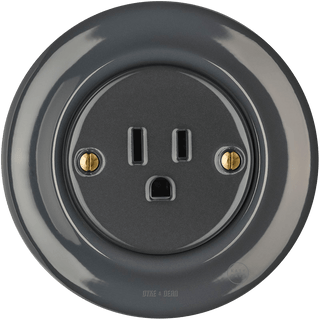 PORCELAIN WALL SOCKET DARK GREY USA 15 AMP - DYKE & DEAN