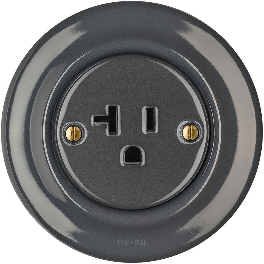 PORCELAIN WALL SOCKET DARK GREY USA 20 AMP - DYKE & DEAN