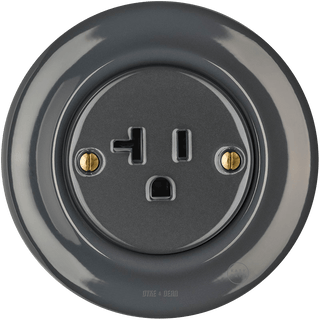 PORCELAIN WALL SOCKET DARK GREY USA 20 AMP - DYKE & DEAN