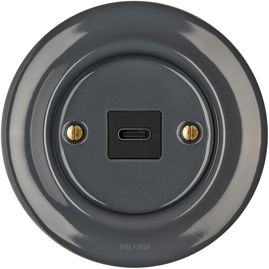 PORCELAIN WALL SOCKET DARK GREY USB-C - DYKE & DEAN