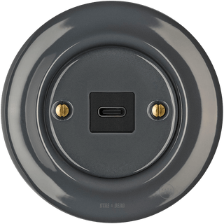 PORCELAIN WALL SOCKET DARK GREY USB-C - DYKE & DEAN