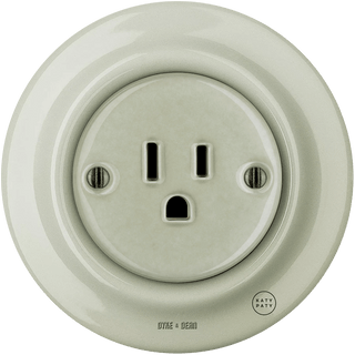 PORCELAIN WALL SOCKET GREY GREEN USA 15 AMP - DYKE & DEAN