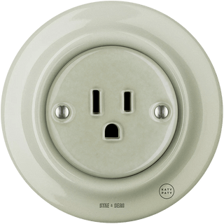 PORCELAIN WALL SOCKET GREY GREEN USA 15 AMP - DYKE & DEAN