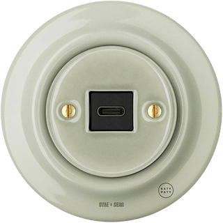 PORCELAIN WALL SOCKET GREY GREEN USB-C - DYKE & DEAN