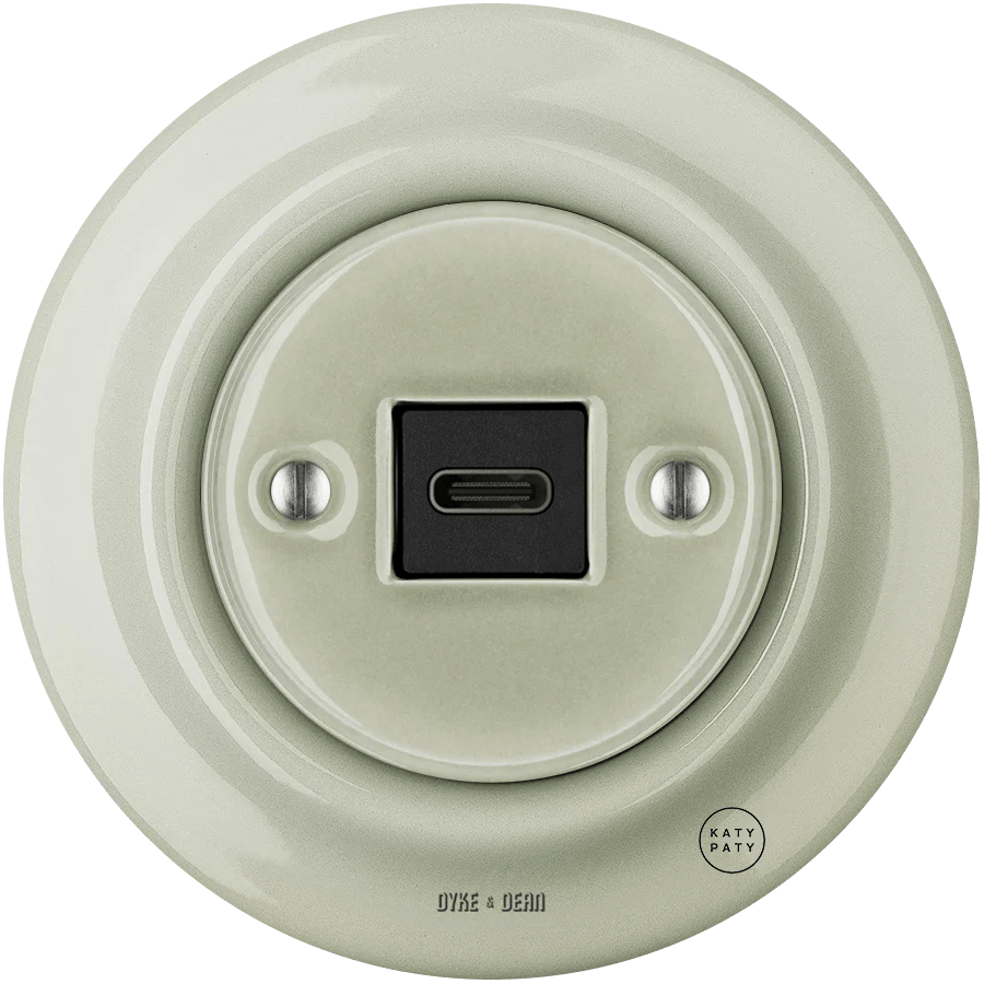 PORCELAIN WALL SOCKET GREY GREEN USB-C - DYKE & DEAN