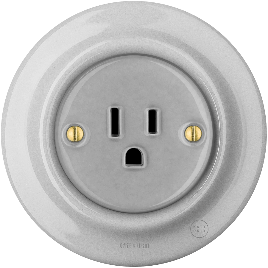 PORCELAIN WALL SOCKET GREY USA 15 AMP - DYKE & DEAN