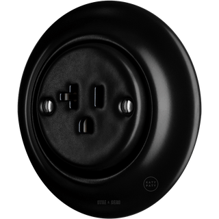 PORCELAIN WALL SOCKET MATT BLACK USA 20 AMP - DYKE & DEAN