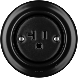 PORCELAIN WALL SOCKET MATT BLACK USA 20 AMP - DYKE & DEAN