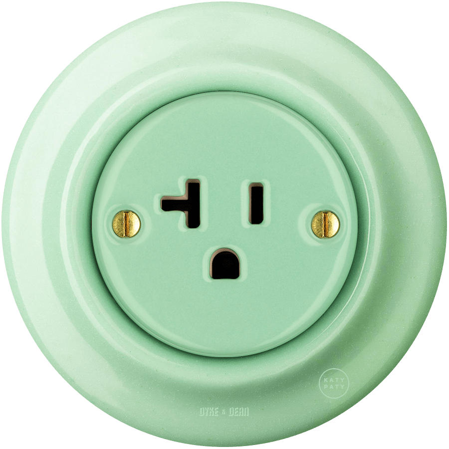 PORCELAIN WALL SOCKET MINT USA 20 AMP - DYKE & DEAN