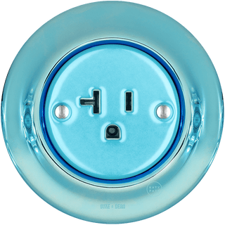 PORCELAIN WALL SOCKET SKY BLUE USA 20 AMP - DYKE & DEAN