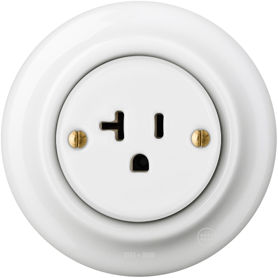 PORCELAIN WALL SOCKET USA WHITE 20 AMP - DYKE & DEAN