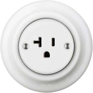 PORCELAIN WALL SOCKET USA WHITE 20 AMP - DYKE & DEAN