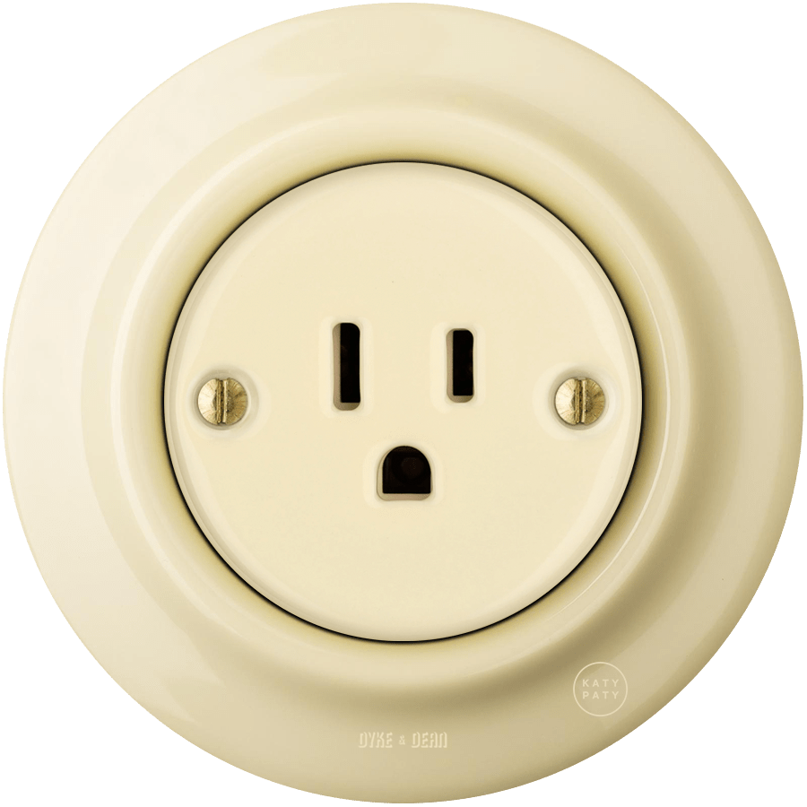 PORCELAIN WALL SOCKET VANILLA USA 15 AMP - DYKE & DEAN