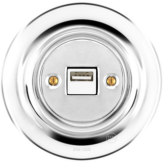 PORCELAIN WALL USB CHARGER CHROME - DYKE & DEAN