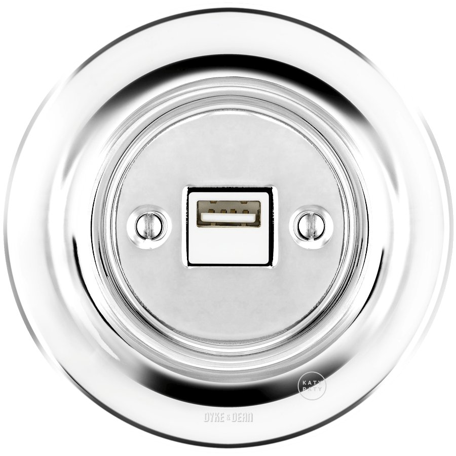 PORCELAIN WALL USB CHARGER CHROME - DYKE & DEAN