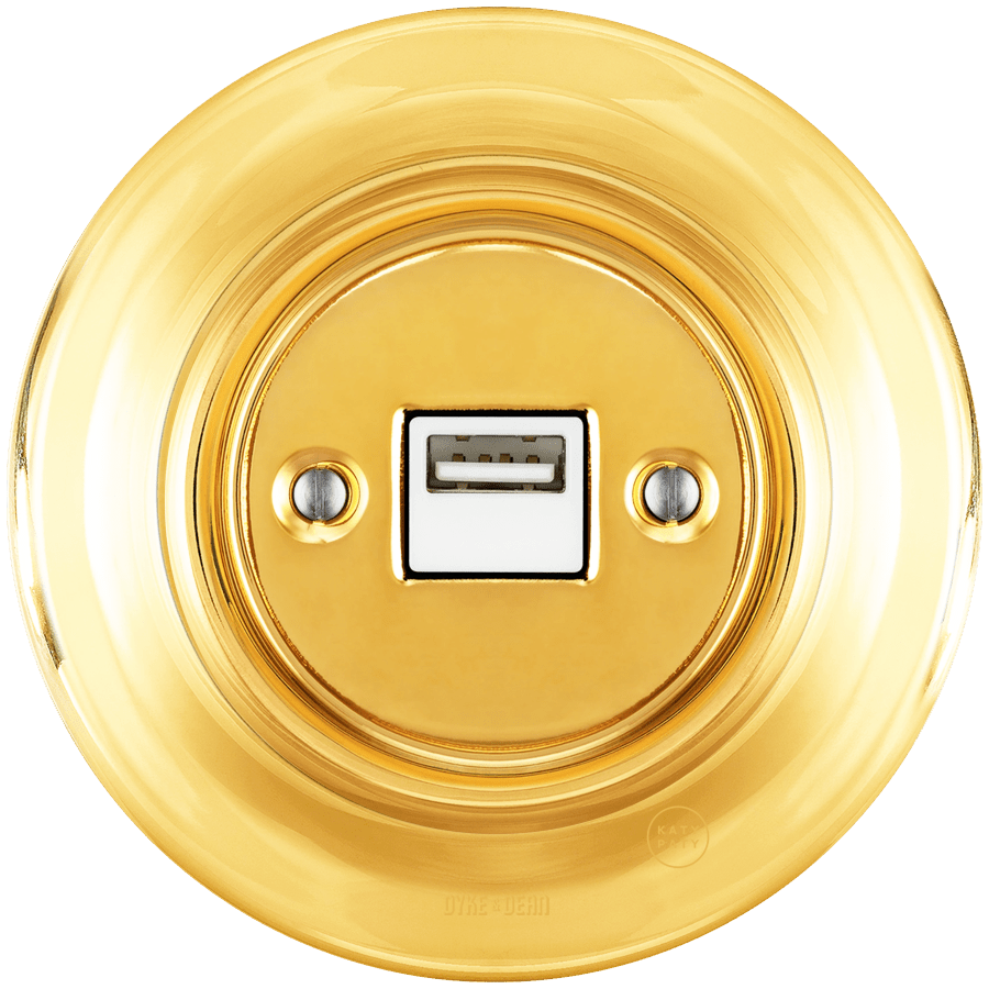 PORCELAIN WALL USB CHARGER GOLD - DYKE & DEAN