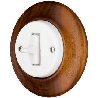 WOODEN PORCELAIN WALL LIGHT SWITCH NUCMAG TOGGLE - DYKE & DEAN