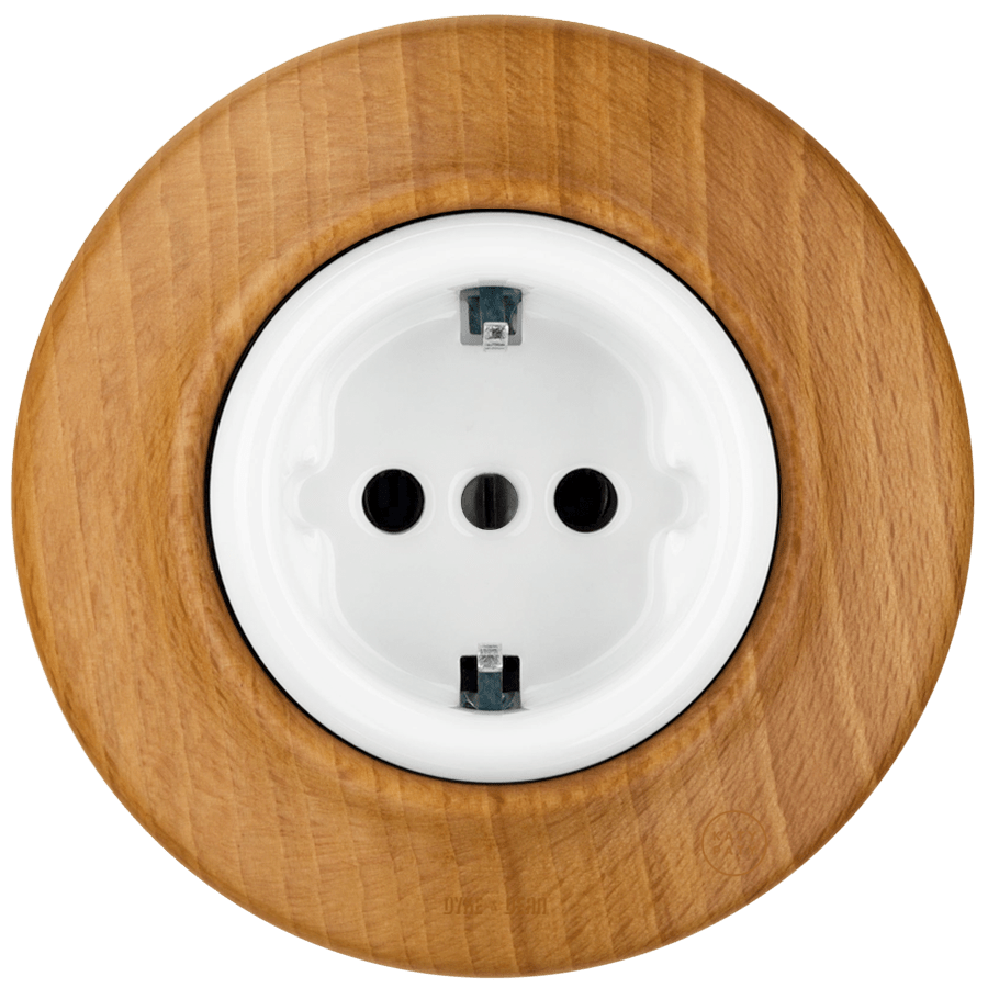 WOODEN PORCELAIN WALL SOCKET FAGUS SCHUKO - DYKE & DEAN