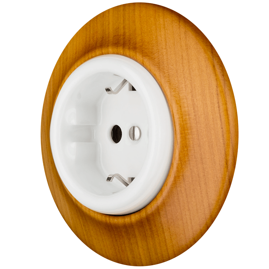 WOODEN PORCELAIN WALL SOCKET PADELUS SCHUKO - DYKE & DEAN